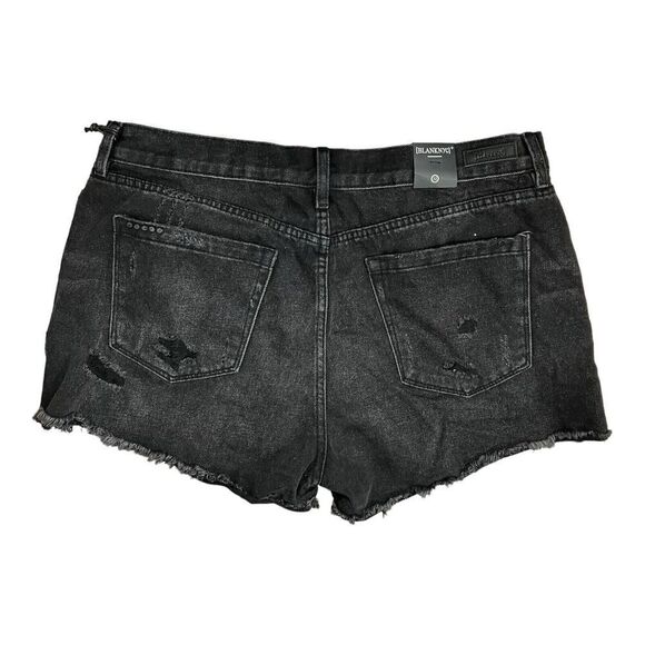 Blank NYC Shorts 32 Black Cutoff Distressed Button Fly‎ Denim Dark Wash Relaxed - Picture 5 of 6